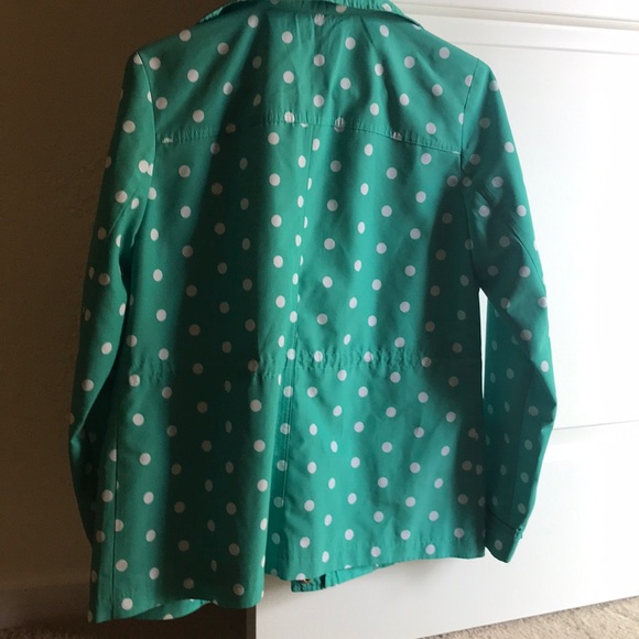 crown & ivy Jackets & Coats Light Green Rain Jacket W White Polka